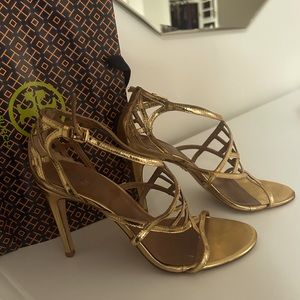 Tori burch gold heels